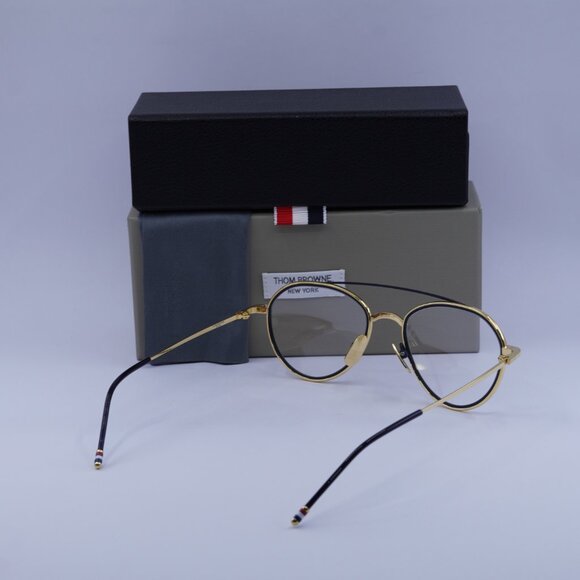 Thom Browne TB109-CGLDNVY53 Aviator Eyeglasses 53mm – Gold/Navy - Picture 9 of 9